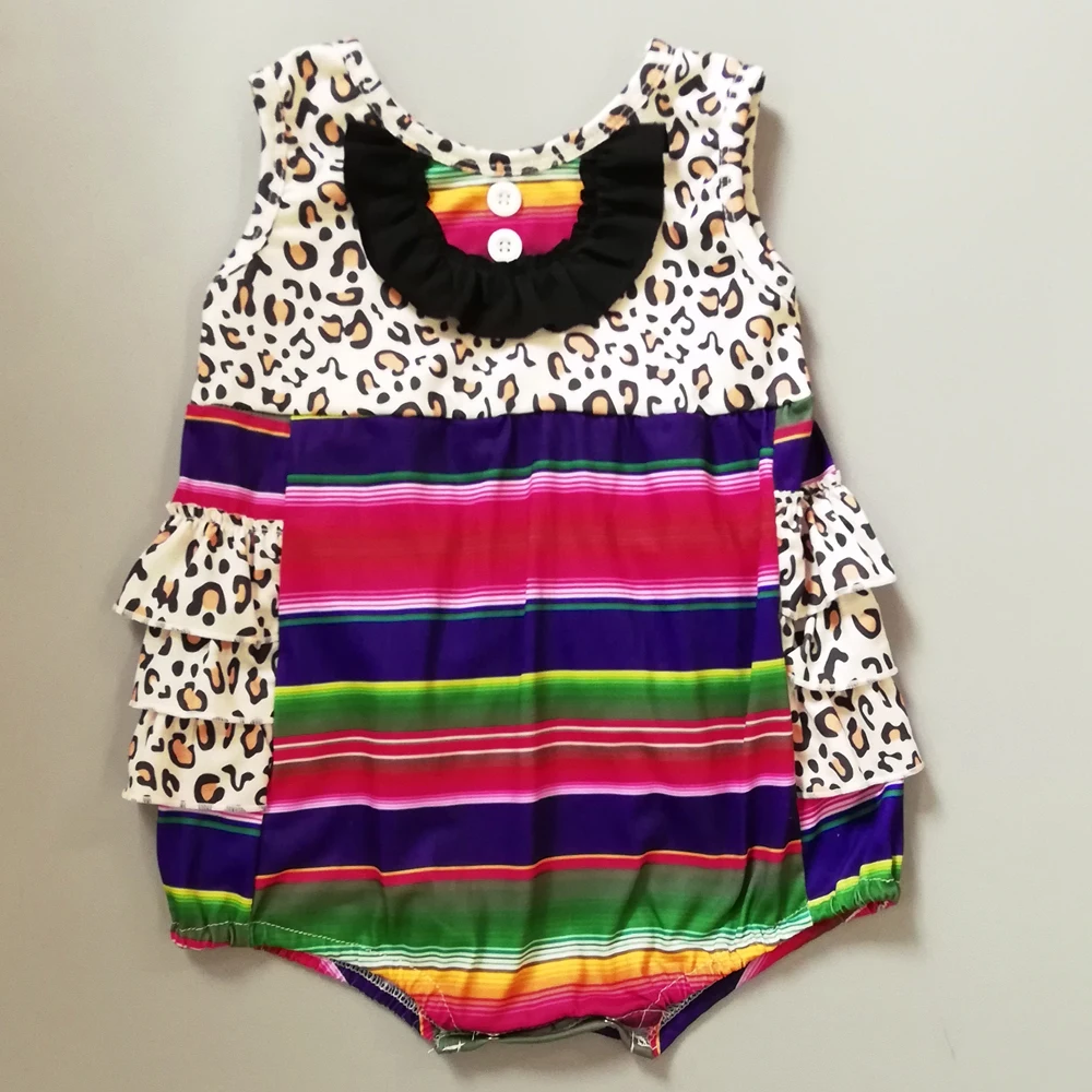 Baby Girl Romper 2019 Fashion Leopard and stripes Boutique cotton baby girl onesie GPF904-625-HY-1 | Детская одежда и обувь