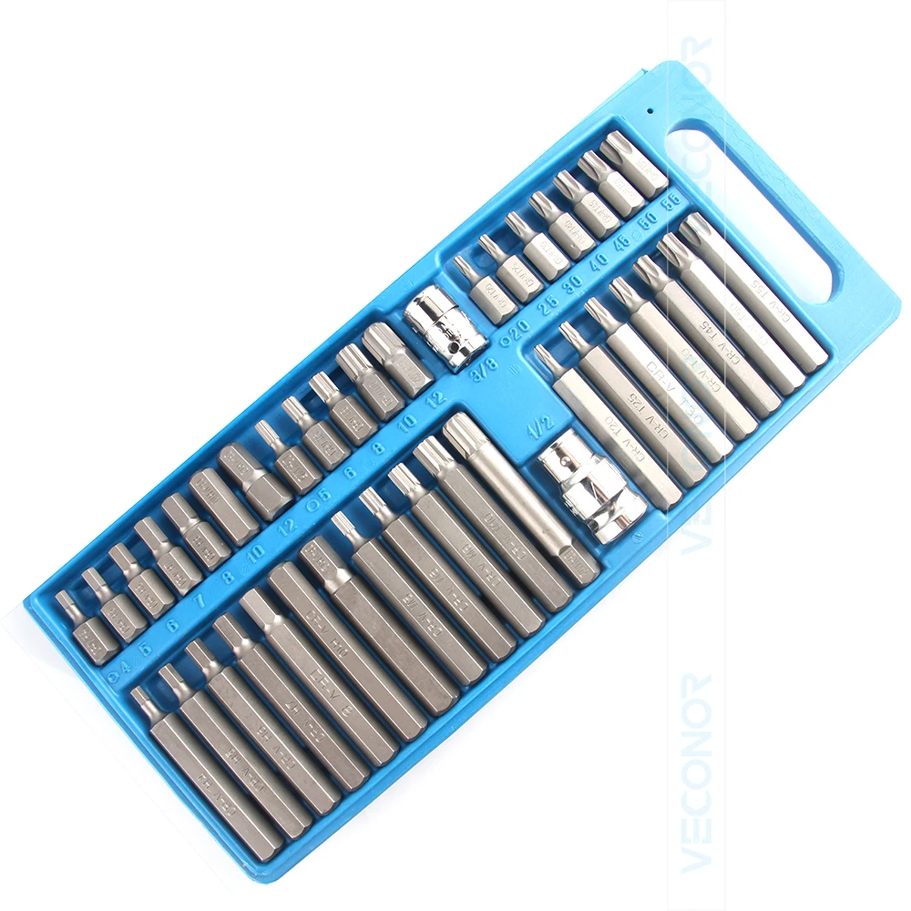 40 штук Torx звезда сплайн Шестигранная бита набор инструментов Прецизионная отвертка бит гараж салонное оборудование для авто ремонт