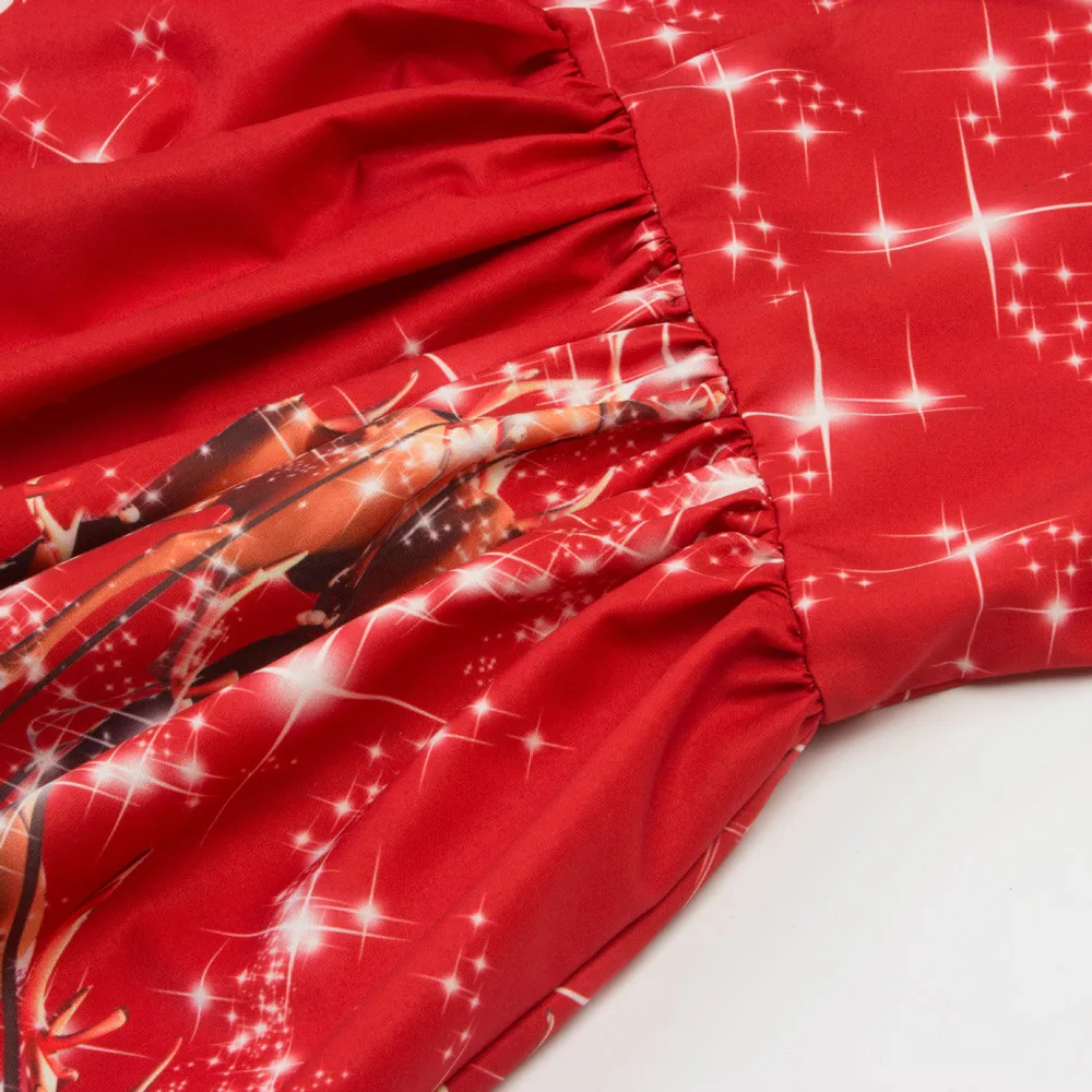 Womail женское свободное кружевное платье с рождественским принтом вечернее