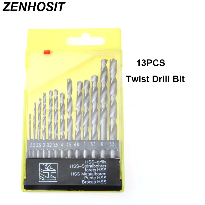 

13Pcs Twist Drill Bit Set High Speed Steel Metal Titanium Treatment 1.5-6.5mm For Woodworking Electrical Power Drill Bit Tool