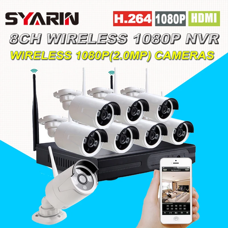 Беспроводной Wi Fi 8ch Full HD 1080 P NVR CCTV Системы 8 шт. 2.0mp Водонепроницаемый IP Камера
