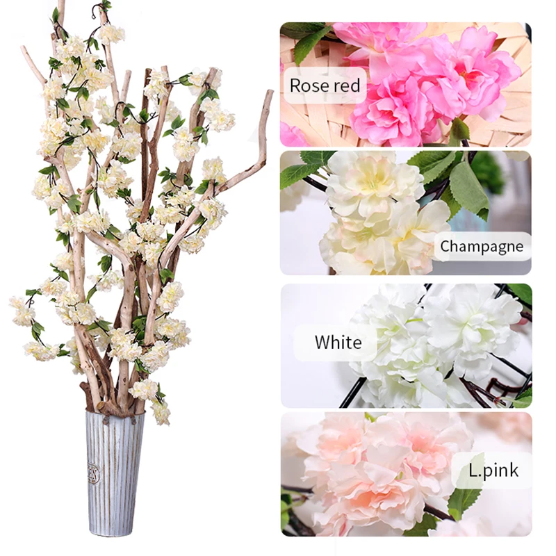 170 см искусственные цветы вишни лозы шелк сакура поддельные гирлянды венок арка