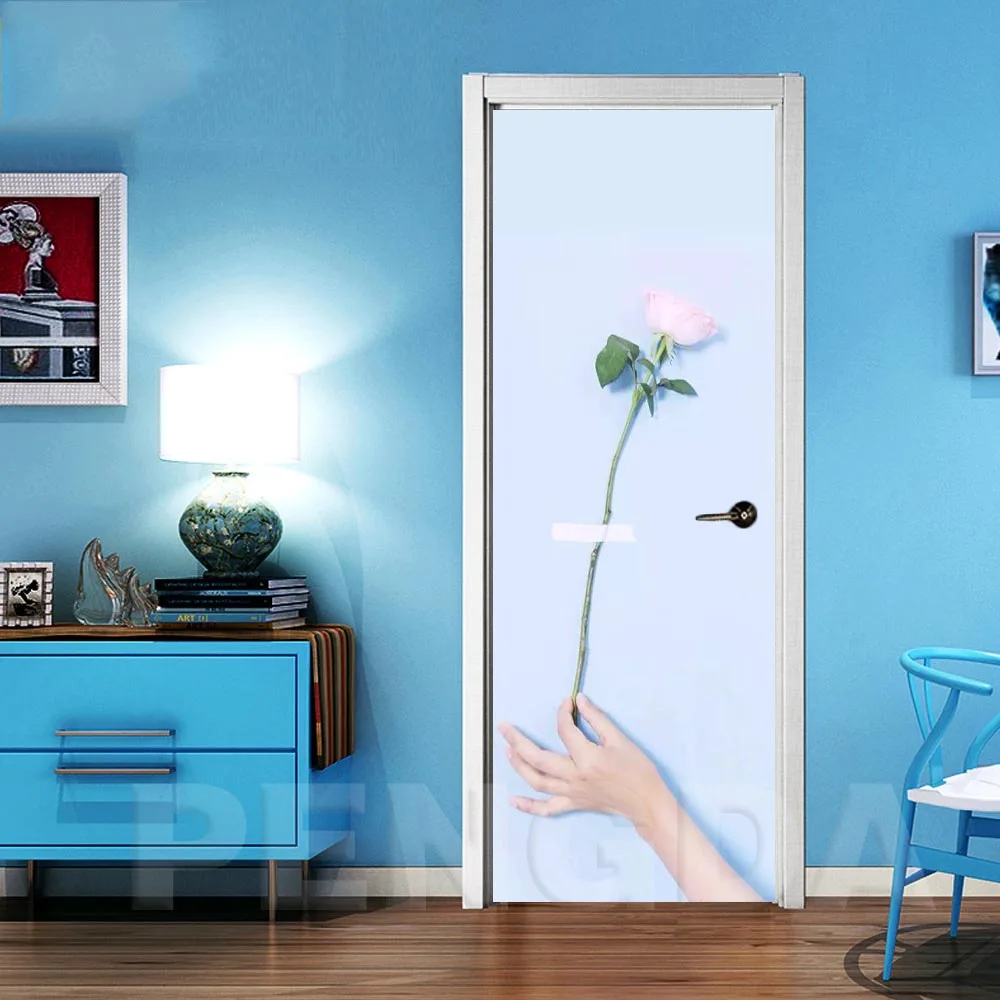 

Декоративная Настенная Наклейка с розами, самоклеящиеся ПВХ обои в скандинавском стиле для домашнего декора дверей, гостиной