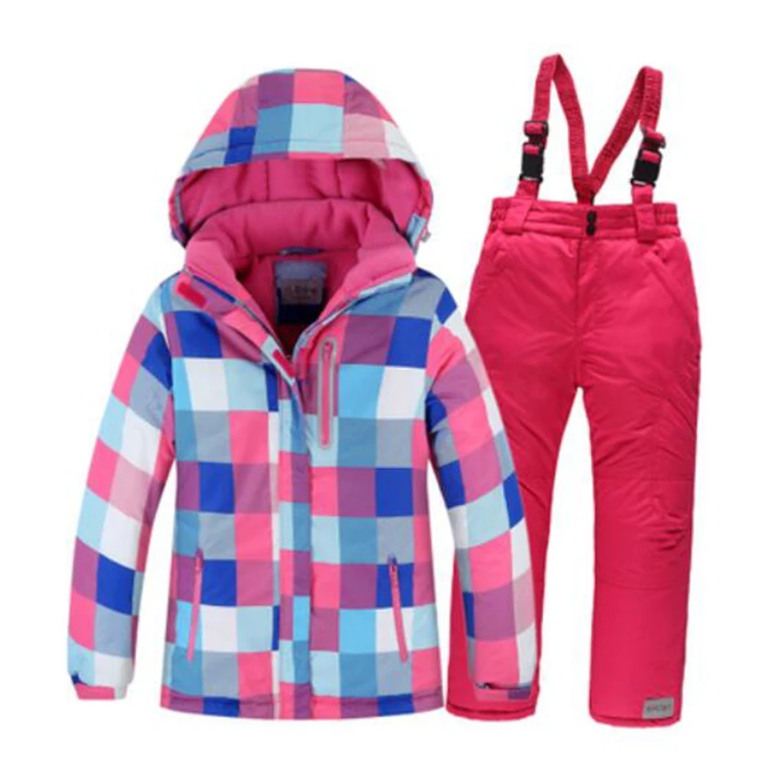 2017 детский лыжный костюм зима теплая куртка сноуборд штаны верхняя одежда