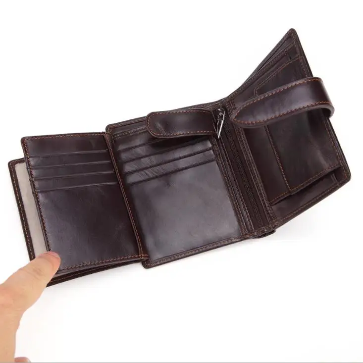 Высококачественный мужской кошелек, rfid, черный, коричневый, мужской кошелек, кошелек из натуральной кожи, мужской кошелек на застежке, маленький кошелек, мужской кошелек, кошелек на застежке для денег