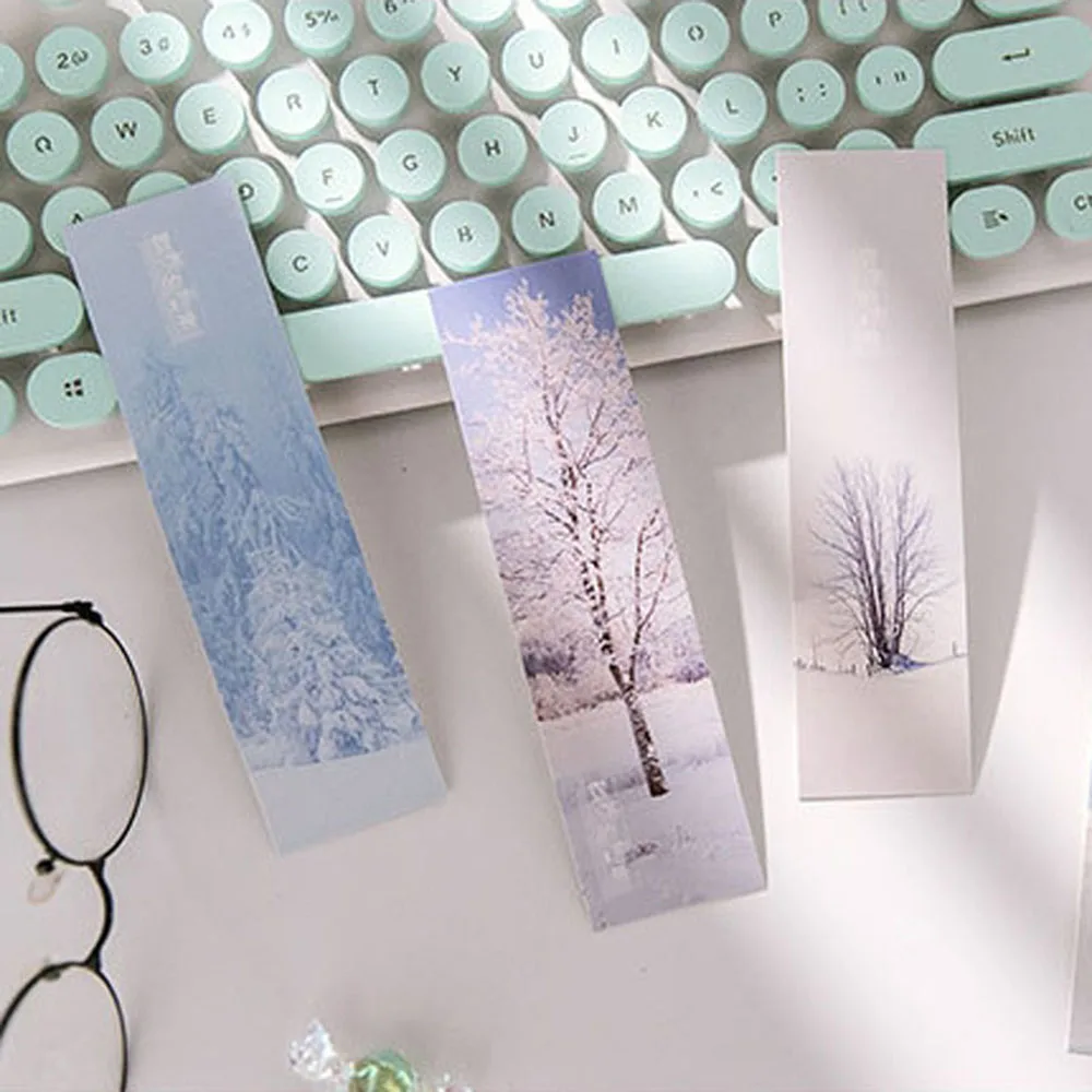 30 шт креативная зимняя снежная бумага Bookmarks для книг школьные принадлежности