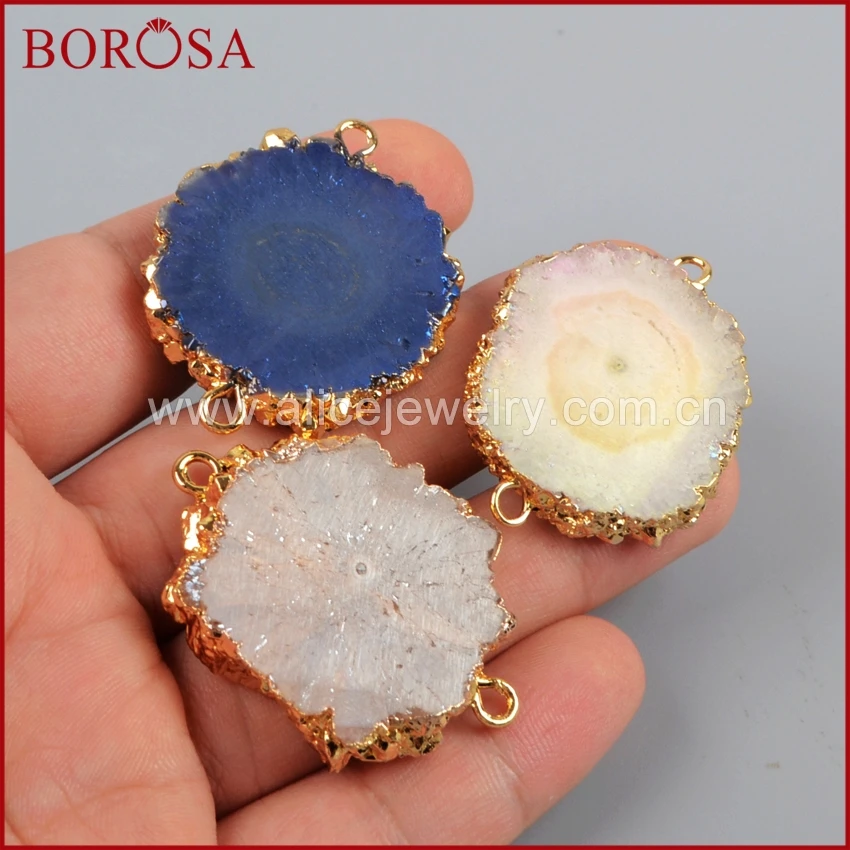 BOROSA стиль разъем для браслета, золотой цвет смешанный цвет титан Солнечный Кварц разъем для ожерелья как подарок G1188