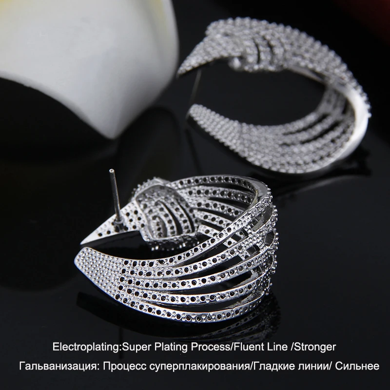 Модные Белые Цвет кубический цирконий CZ Серьги гвоздики акцентом Вдохновленный