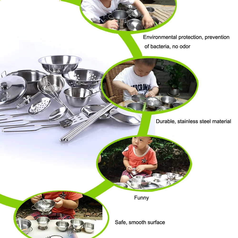 18 шт. детская кухонная утварь из нержавеющей стали|Детские кухни| |