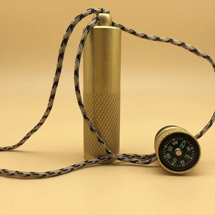 

Professional Pure Copper Sealed Bottle with Compass Waterproof Warehouse Brass Sealed Tank Outdoor Mini Small Medicine Box