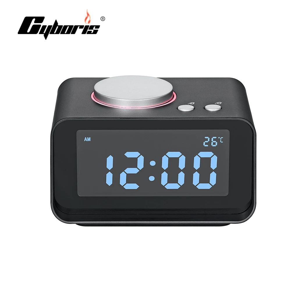 Cyboris Повтор Ridio Будильник Светодиодный дисплей динамик с двойным зарядным
