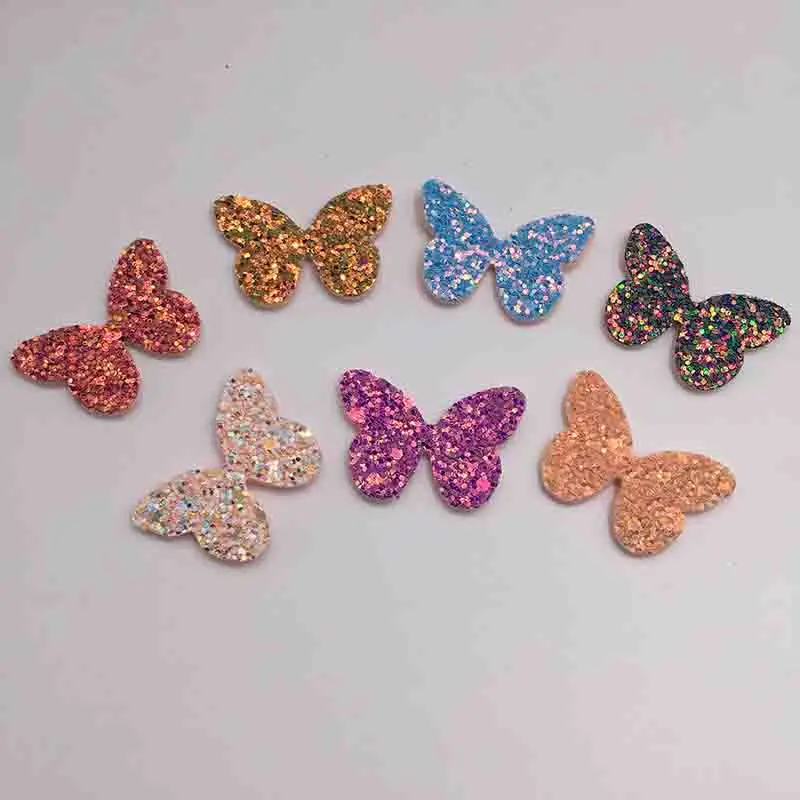 mix color 50 шт./лот 4x2,7 см Блестящая бабочка мягкая аппликация для детей Головные Уборы Заколка аксессуар и аксессуары для одежды - Цвет: mix color