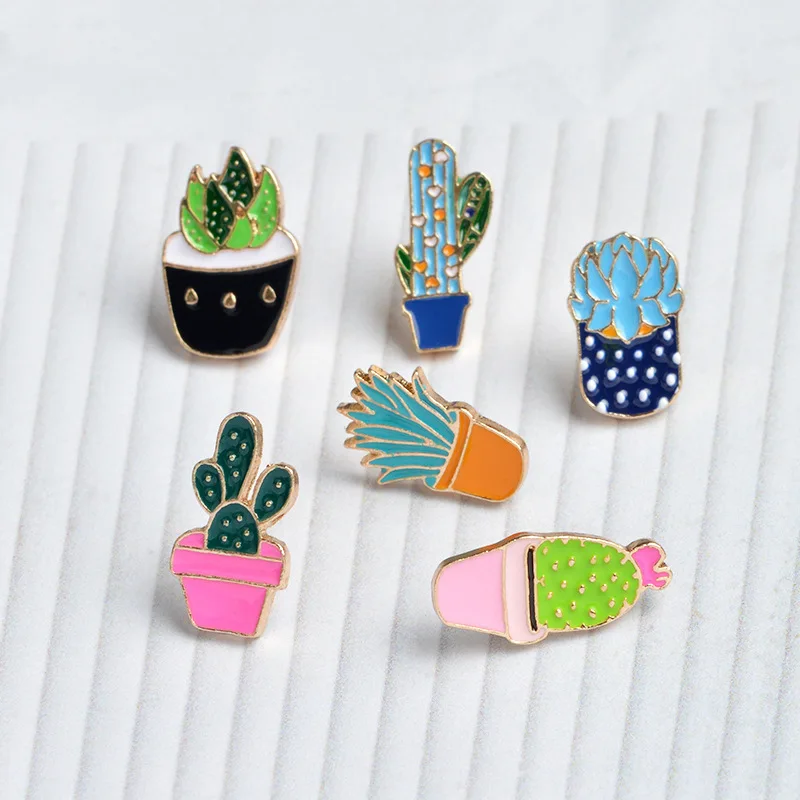 Брошь высокого качества лидер продаж 6 мультяшных зеленых растений кактус брошь