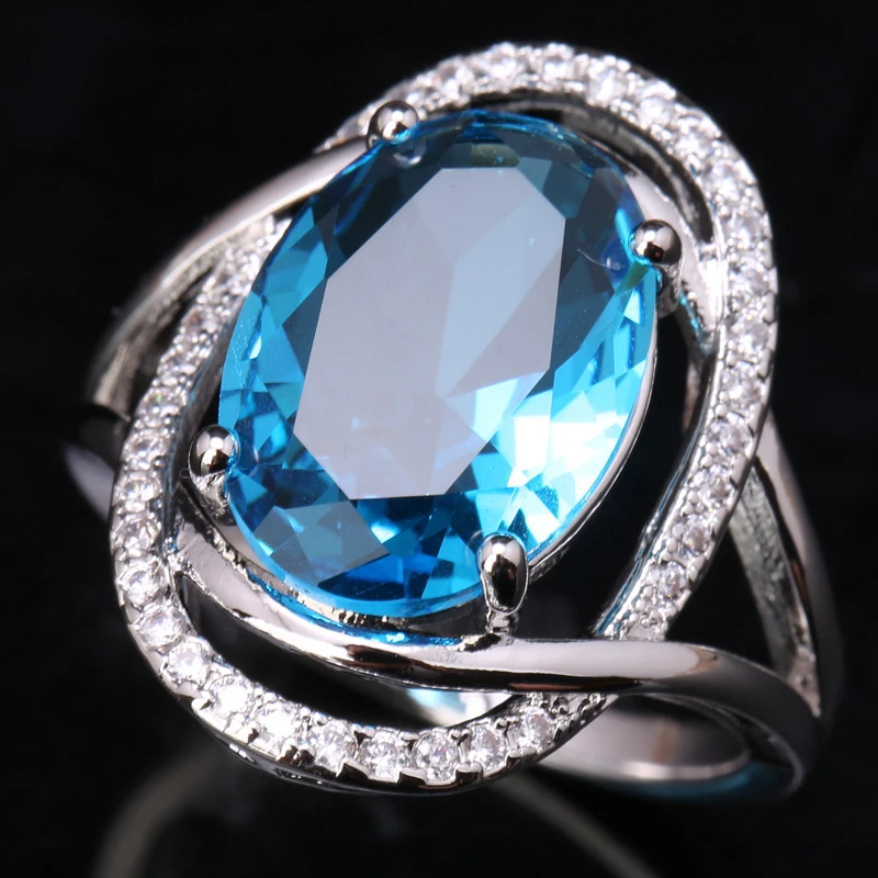 

Сумасшедший Овальный голубой фианит 925 серебро Для женщин ювелирных изделий партии Solitaire Кольца США # Размеры 6 7 8 9 S1562