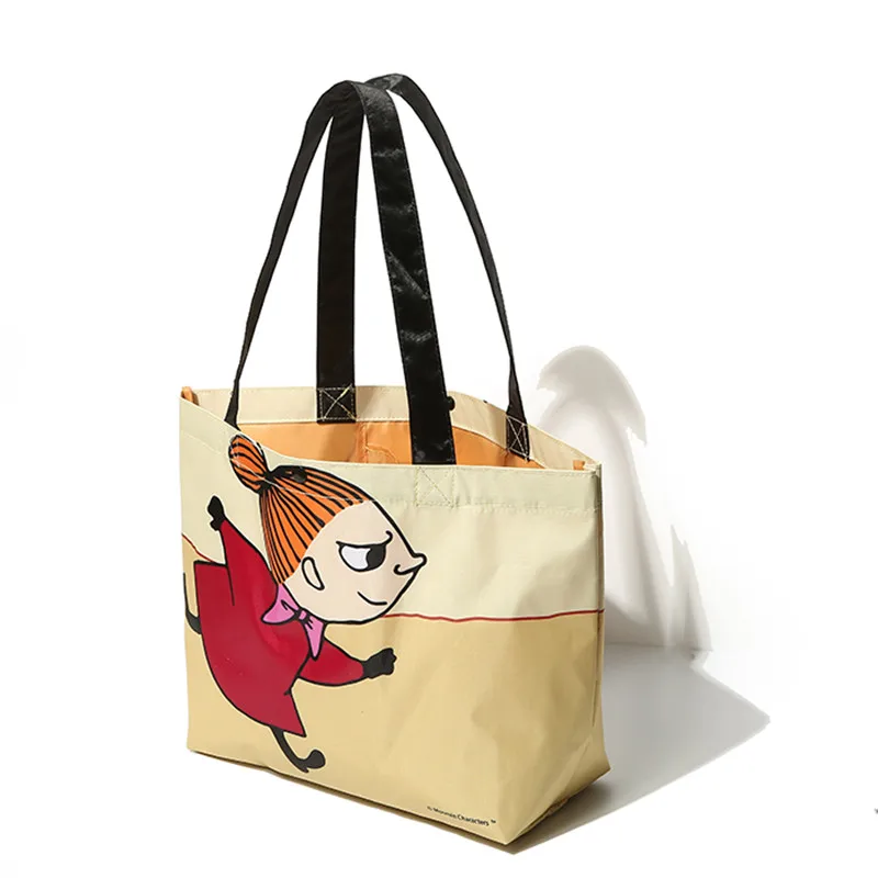 Высокое качество Moomin Большая вместительная переносная Экологичная сумка на одно плечо, ручная сумка в полоску для больших девочек, Повседневная сумка через плечо