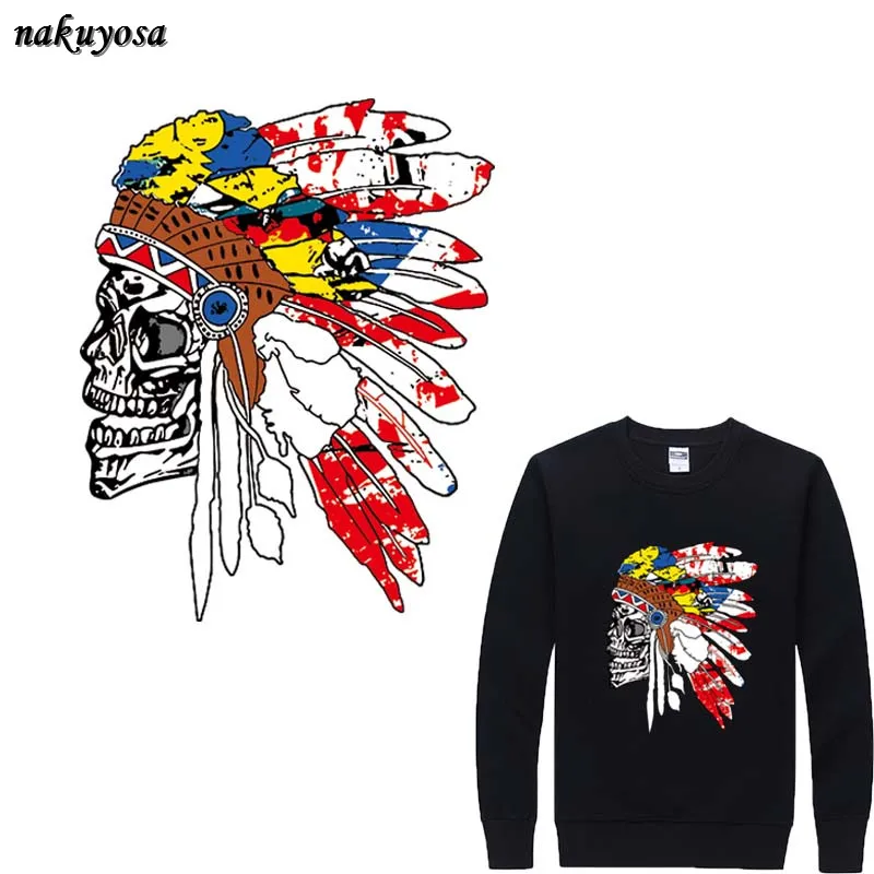 Цветные черепа индейцы патчи для пирографии украшения джинсов Одежда термопресс