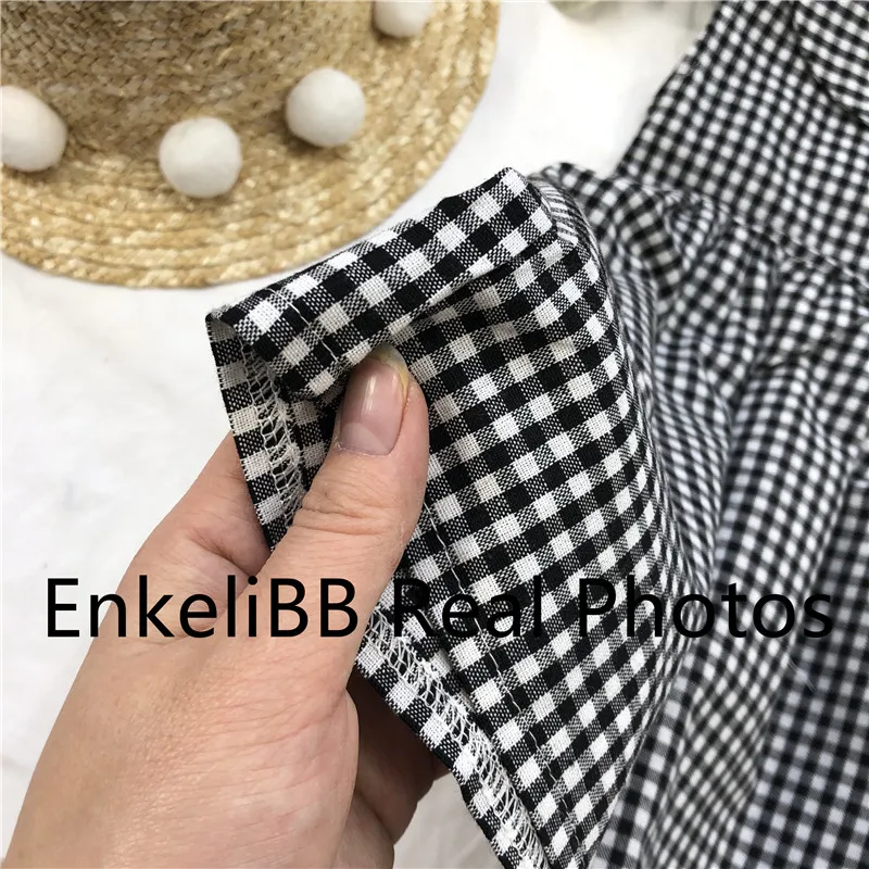 EnkleiBB/клетчатое платье для маленьких девочек; летняя Красивая балетная пачка для маленьких девочек; милое дизайнерское платье в черную клетку; одежда с принтом