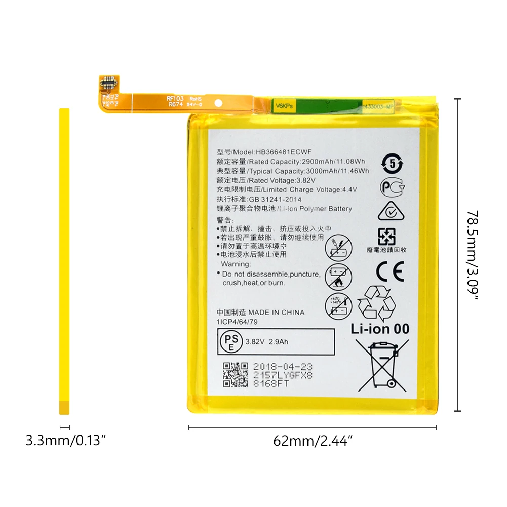Литий полимерный аккумулятор HB366481ECWF для Huawei P9 P10 P20 Lite G9 Honor 5C 8 +|Перезаряжаемые