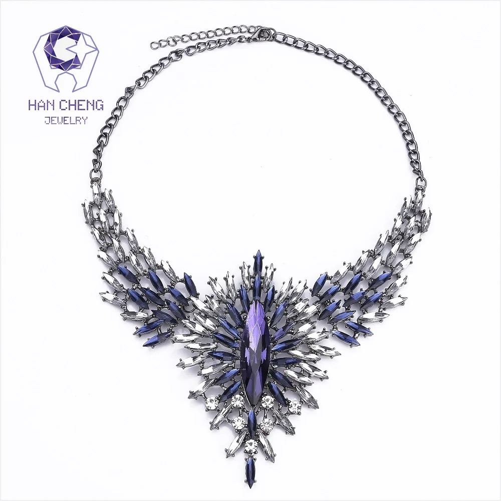 HanCheng новая мода массивное ожерелье-чокер со стразами женское колье винтажная
