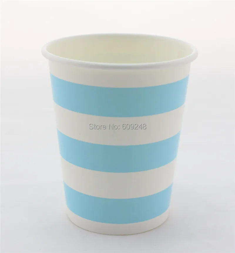 

60pcs 90Z Biodegradable Wedding Birthday Party Blue Striped Paper Cups Drinking Wholesale,3 Days Delivery on Orders over $100