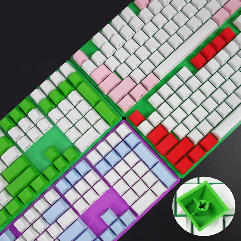 Передние/боковые напечатанные колпачки клавиш PBT 108 для Cherry MX с держателем