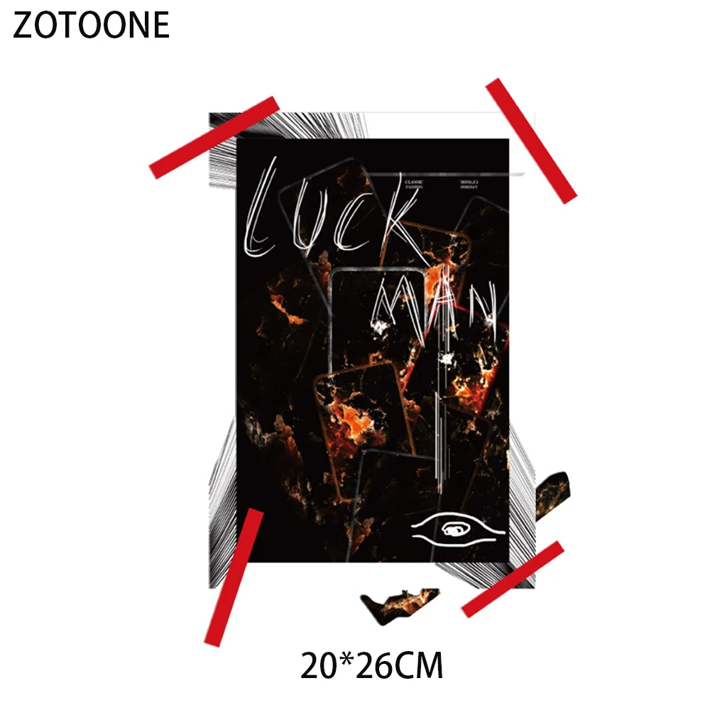 Аппликации ZOTOONE Lucky Man абстрактные из железа на одежду термопередачи для одежды