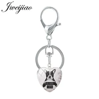 jweijiao heart charm glass keychain cute pet dog metal key holder key chain keyring charm bag pendant gift hp857