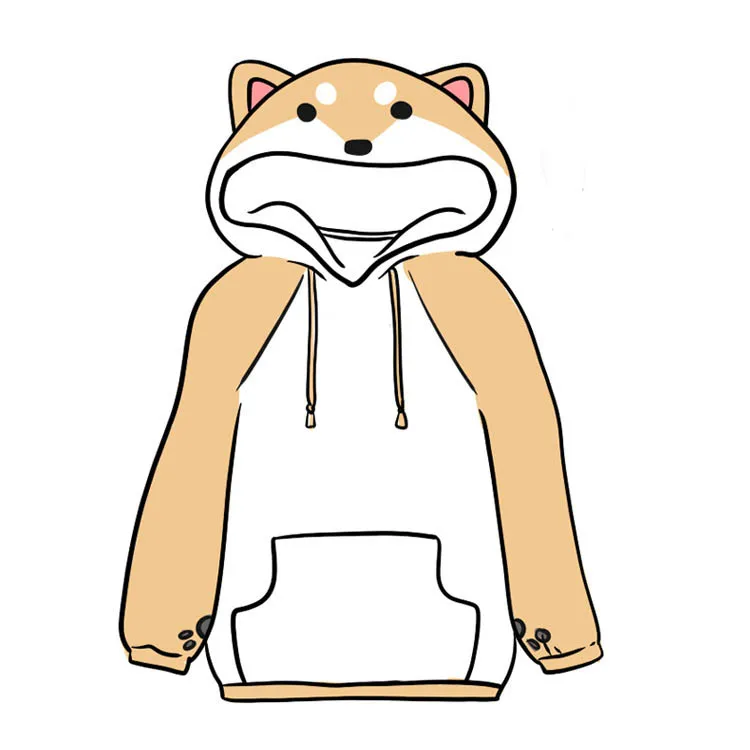 Doge слизи для женщин Толстовка милые Шиба ину животных с капюшоном 3D уха и хвост
