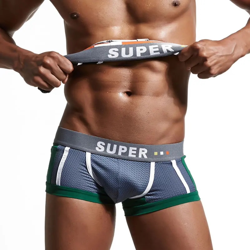 Новые сексуальные мужские боксеры SUPERBODY нижнее белье Сетчатая Сумка дышащие 3