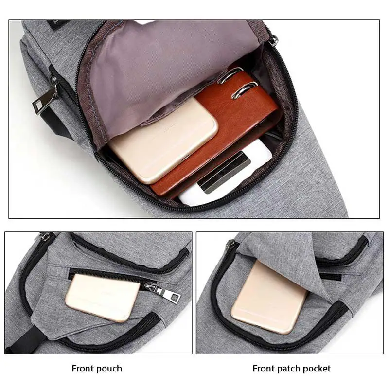 Для мужчин груди мешок мода унисекс Оксфорд один плечо назад USB Crossbody сумки