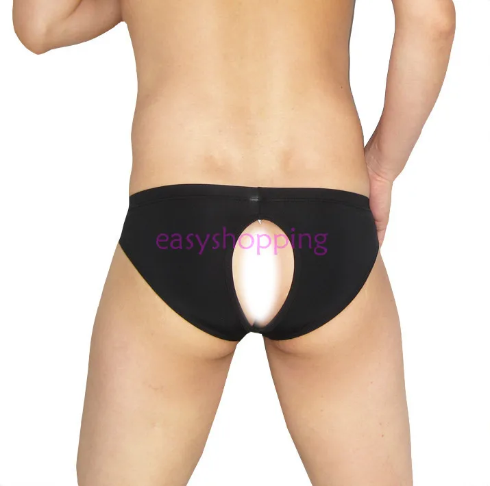 Мужское нижнее белье для пениса с отверстием спереди и сзади шелковистое бикини