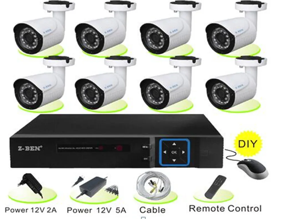 

8CH Outdoor Bullet Camera 8CH DVR Kit 1/1.3/2/3/4/5MP Optional