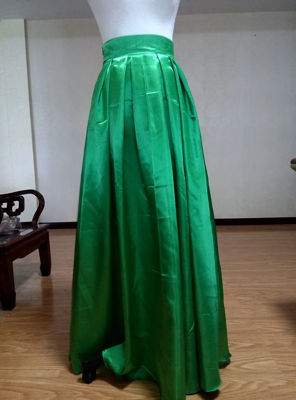 Женская Длинная атласная юбка плиссированная бальная макси с высокой талией
