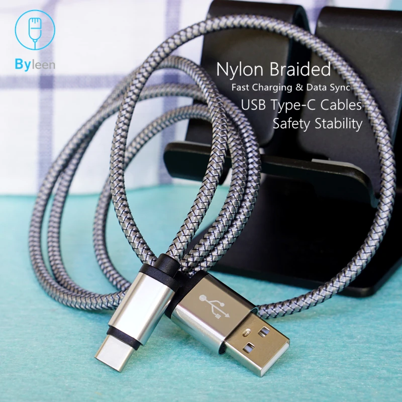Быстрое зарядное устройство BYLEEN 25 см/3 фута USB C 3 1 Type для Samsung Galaxy S8 S9 Note 8 9 Xiaomi mi 6x a1 a2