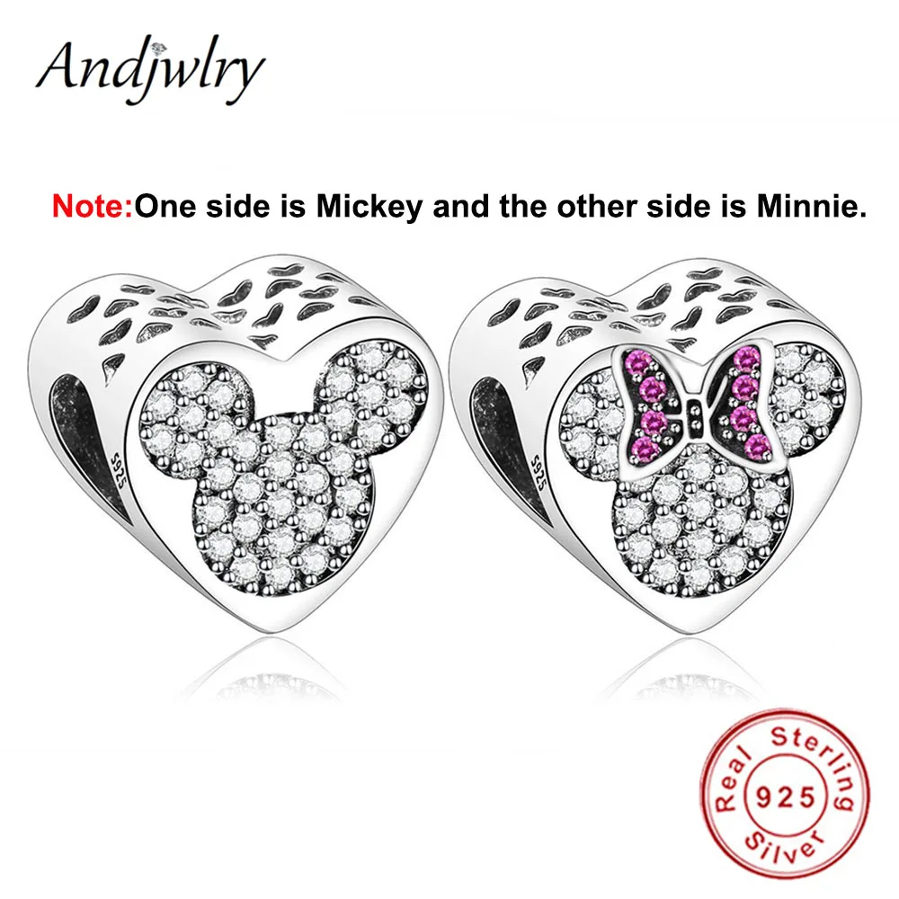 Ajw0463 Fit Pandora шармы 925 пробы серебро браслет бусины Микки, Минни шармы мультфильм бусины для изготовления ювелирных изделий Berloque - Цвет: Ajw0463