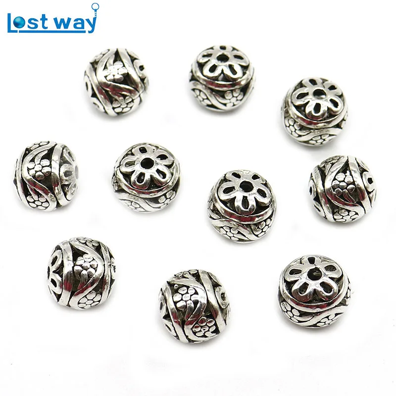 10 шт./20 шт. Металлические Полые бусины из цинкового сплава антикварные золотые