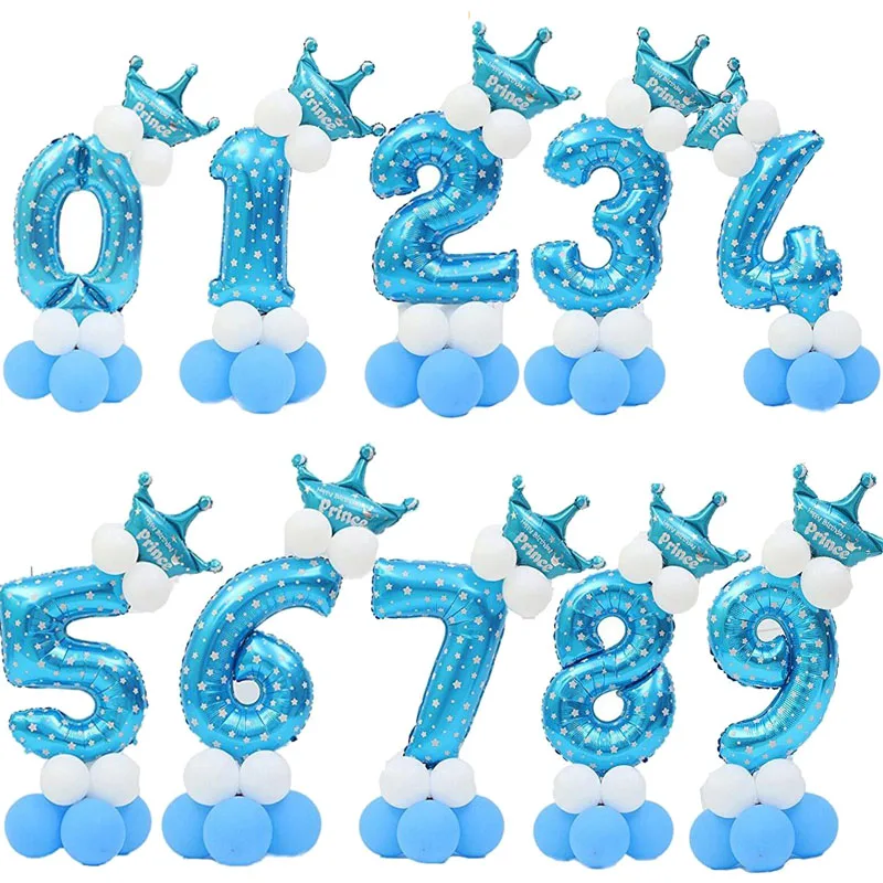 32inch Style blue WEIGAO на день рождения воздушные шары розово-золотые шары из фольги в виде цифр, для детей 0, 1 2 3 4 5 6 7 8 9 лет Happy День рождения украшения дети Globos - Цвет: 32inch Style blue