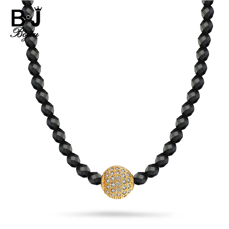 Женское ожерелье с цепочкой BOJIU из гематита бусинами и цирконом короткое для