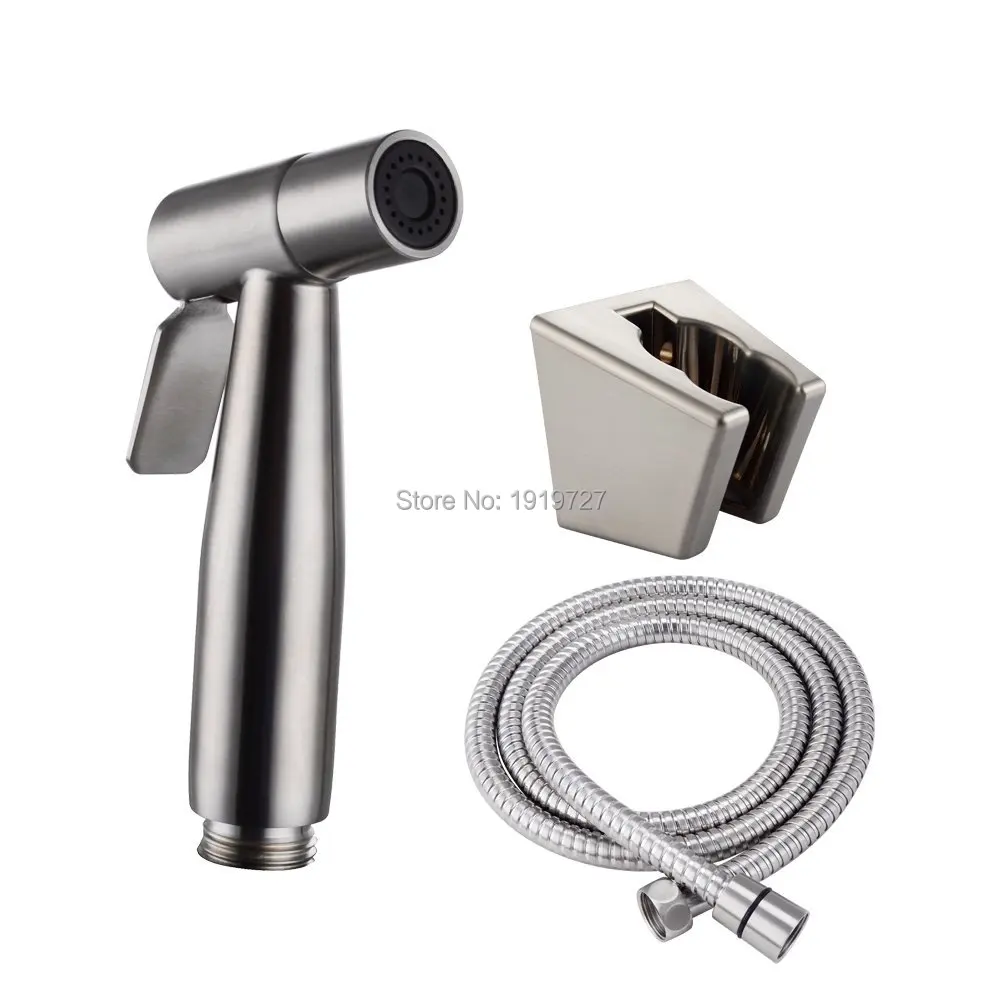 

Brushed Stainless Steel Only Cold Bidet Faucets Mixers Taps Hand Held Bidet Shower Head Sprayer Shower Holder Shower Hose