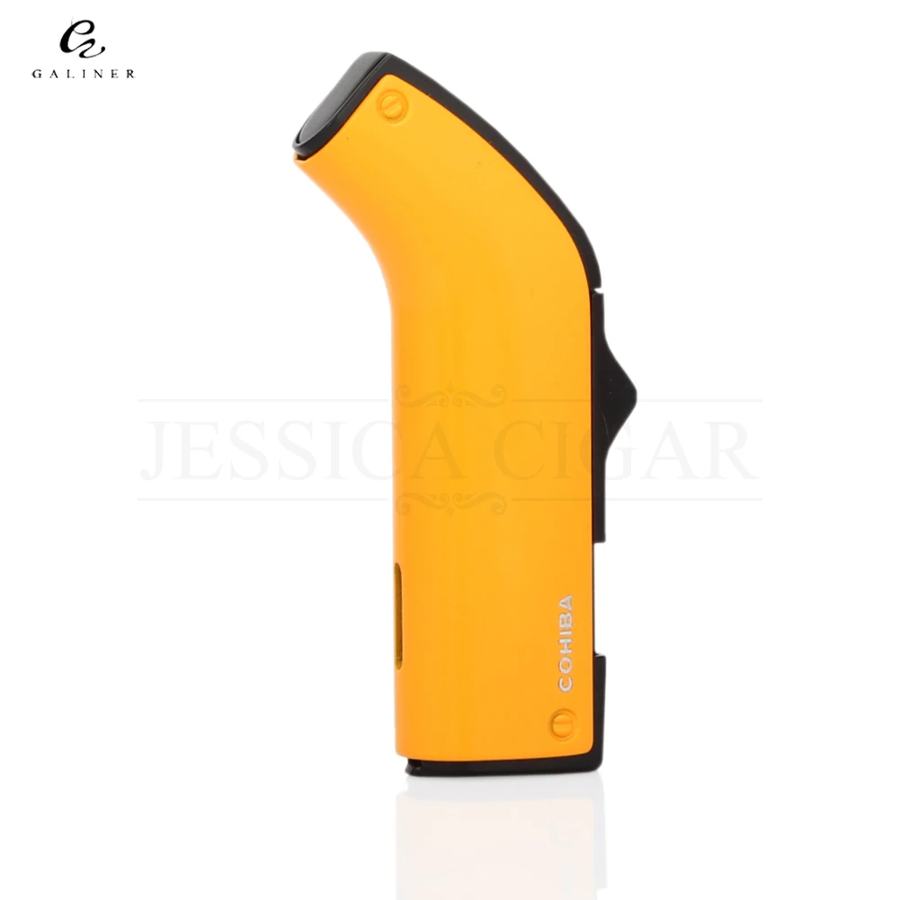 Металлическая ветрозащитная Зажигалка COHIBA пистолет с 2 пламенями Бутановая