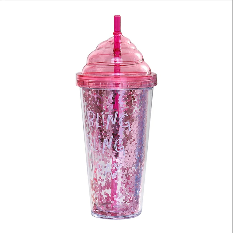 Креативная мультяшная пластиковая бутылка для воды с соломинкой и кошачьими