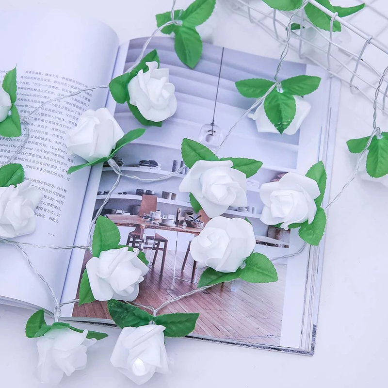 20 светодиодных розовых цветов цепочка на батарейках сказочные огни Свадебный