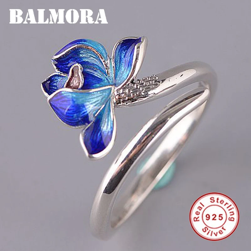 BALMORA, 925 пробы, серебряное, в стиле лотоса, открытые кольца для женщин, леди, любовь, подарок, модное, тонкое ювелирное изделие, Anillos SY22624