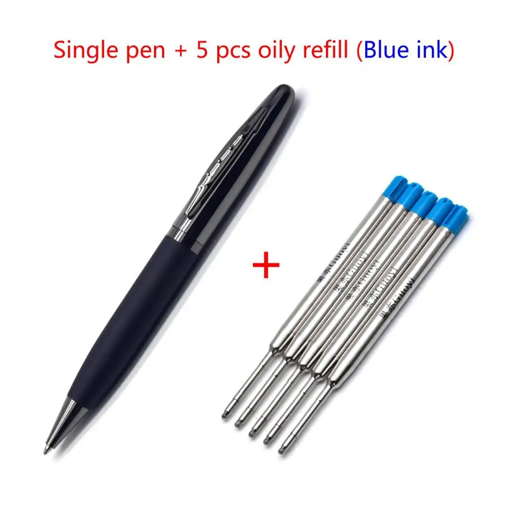 Pen-5 Blue refills CCCAGYA C015 черная корковая металлическая шариковая ручка для обучения офисных канцелярских принадлежностей, школьная Ручка для письма, подарочная ручка и ручка для бизнес-отелей - Цвет: Pen-5 Blue refills