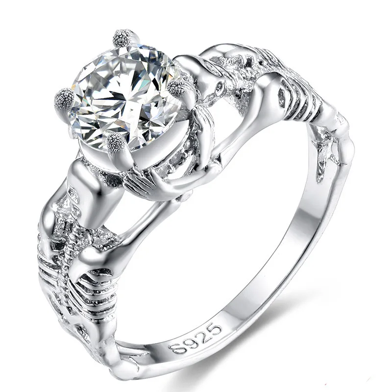 2021 Новый персонажа мультфильма Черепа скелета фианиты кристаллы 925 серебро Цвет