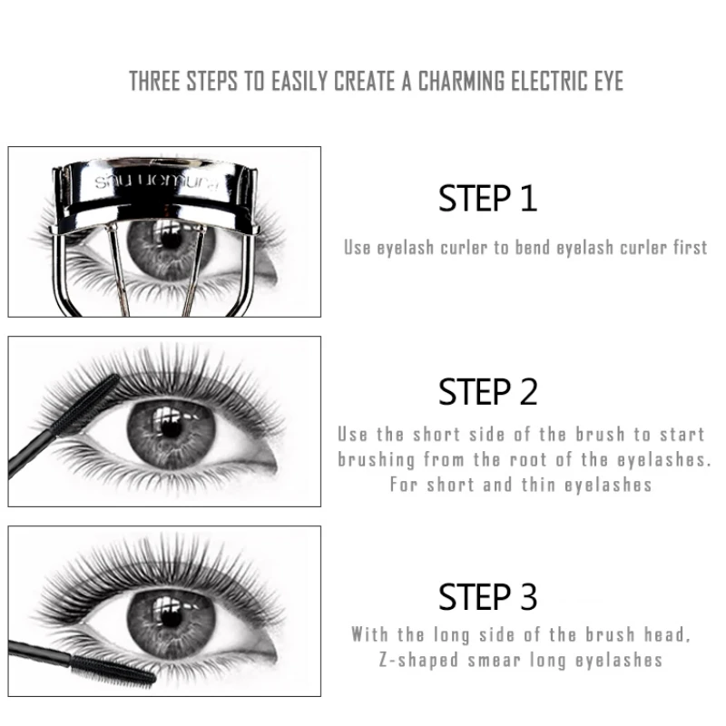 Водостойкая долговечная 3D тушь для ресниц из стекловолокна густая натуральная