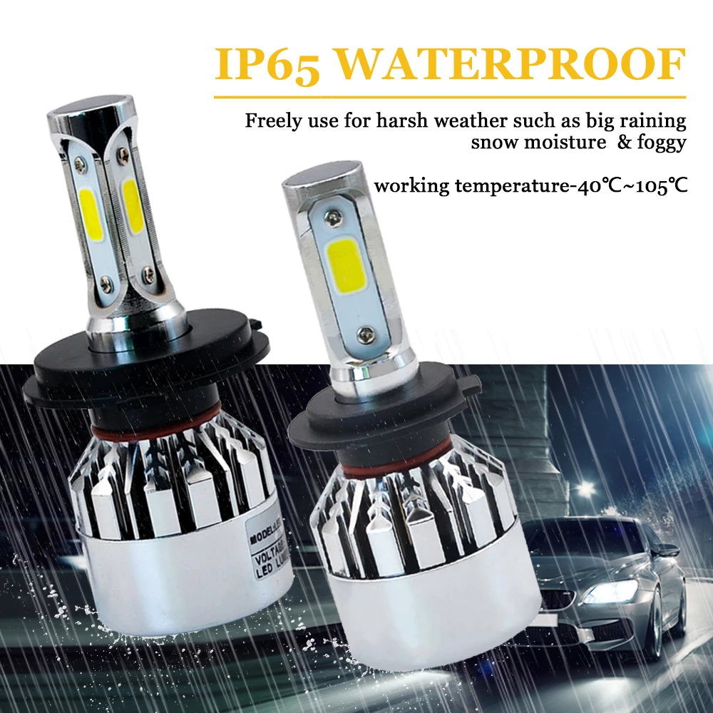 2 шт. LED H7 H4 H1 H3 H11 H8 H9 H13 9005 HB4 HB3 9006 9007 881 лампа для автомобильных фар 72 Вт 8000lm 6500 к