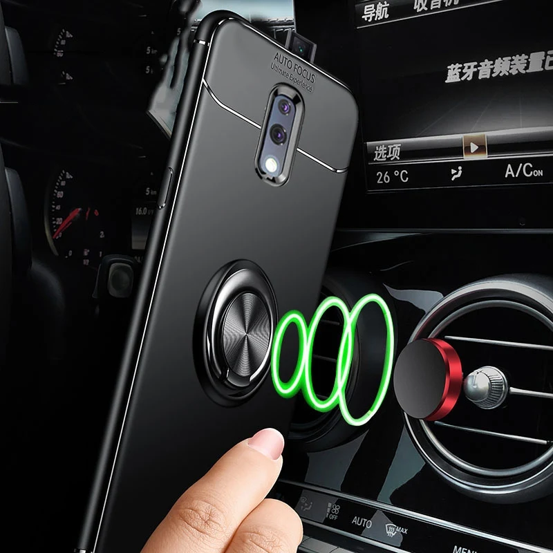 Для OPPO Realme X Чехол подставка с магнитным кольцом силиконовая Мягкая задняя крышка