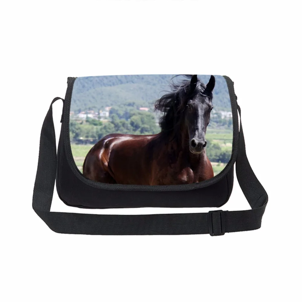 Прохладный девочек-подростков школьная crossbag 3D Crazy Horse один сумка для детей среднего студента Книга сумка Для женщин одного плеча