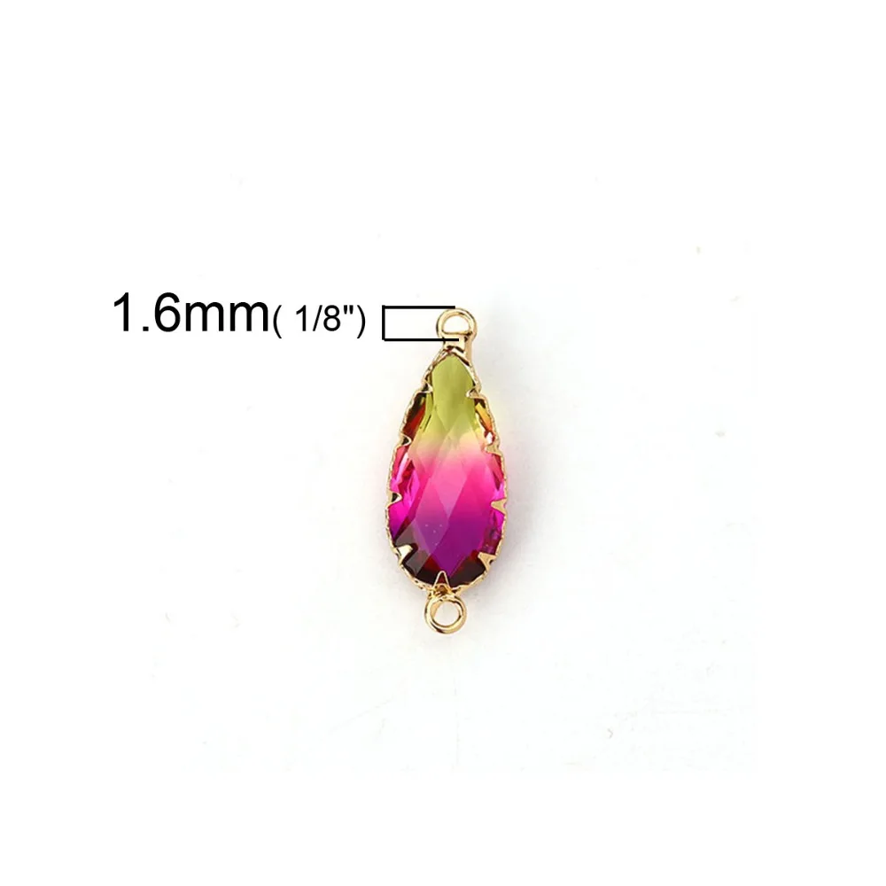 DoreenBeads медные и стеклянные соединители капли цвета золотой фуксии красочные